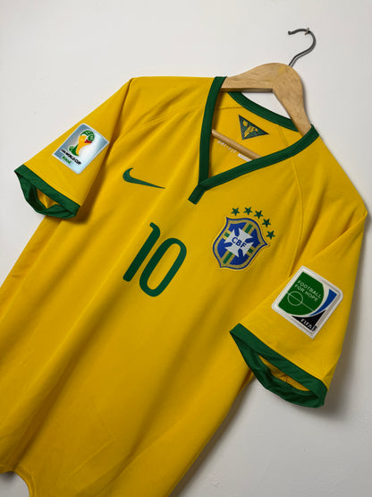 Neymar JR Brazil 2014 World Cup home football shirt (M)