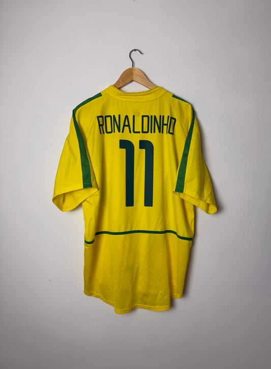 Ronaldinho Brazil 2002 home football shirt (XL)