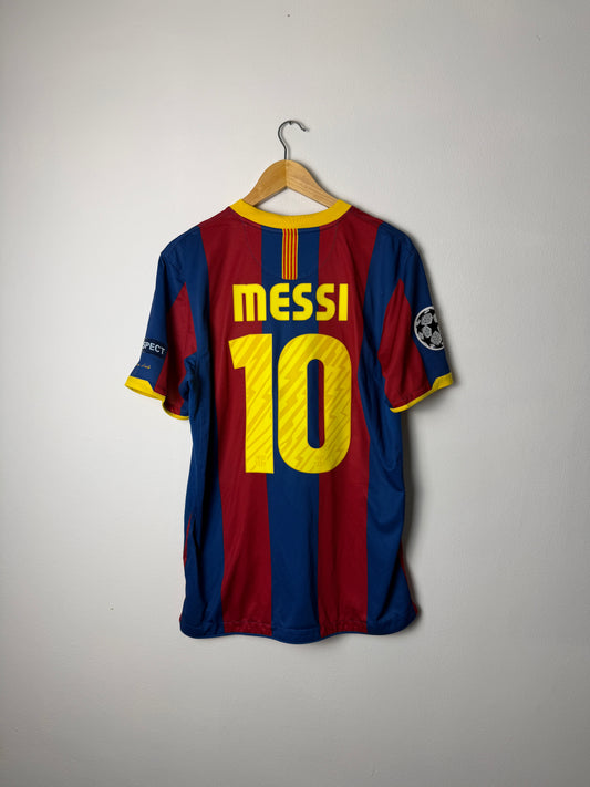 Lionel Messi FC Barcelona 2010-11 champions league final home football shirt (M)