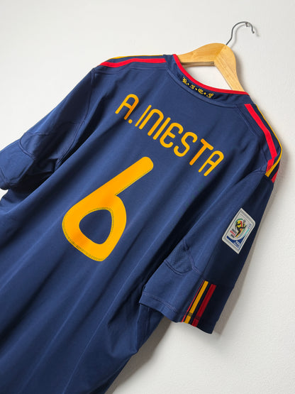 Andres Iniesta Spain 2010 World Cup final away football shirt (XXL)