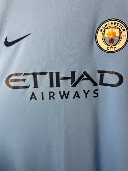 Sergio Aguero Manchester City FC 2017-18 home football shirt (XL)