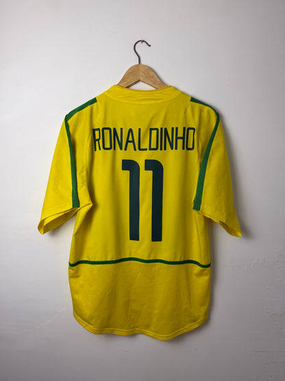 Ronaldinho Brazil 2002 World Cup home football shirt (M)