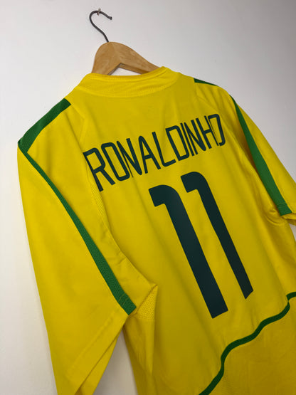 Ronaldinho Brazil 2002 World Cup home football shirt (M)