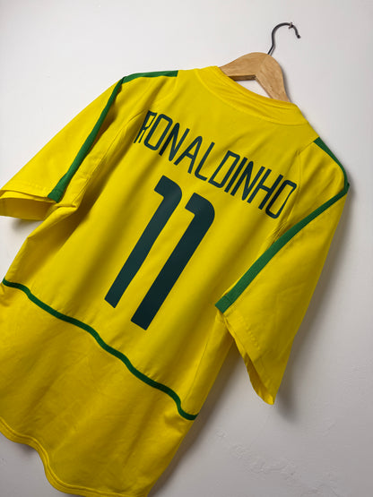 Ronaldinho Brazil 2002 World Cup home football shirt (M)