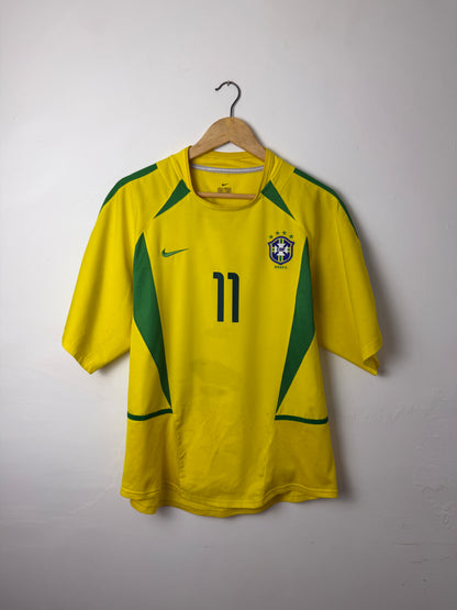 Ronaldinho Brazil 2002 World Cup home football shirt (M)