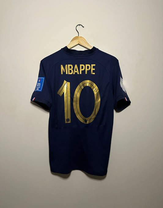 Kylian Mbappe France 2022 World Cup home football shirt (M)