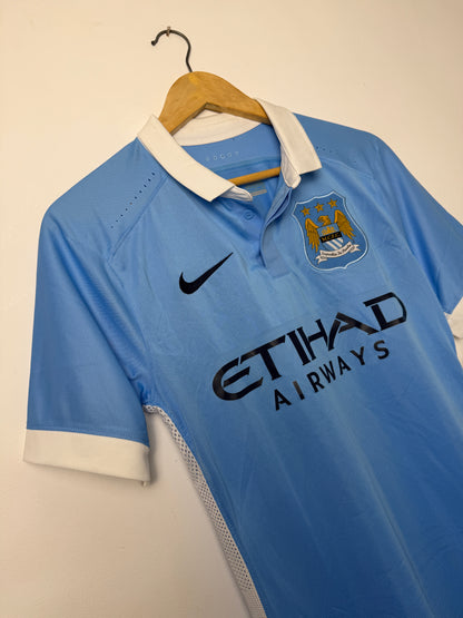 Sergio Kun Aguero Manchester City 2015-16 player version home football shirt (S)