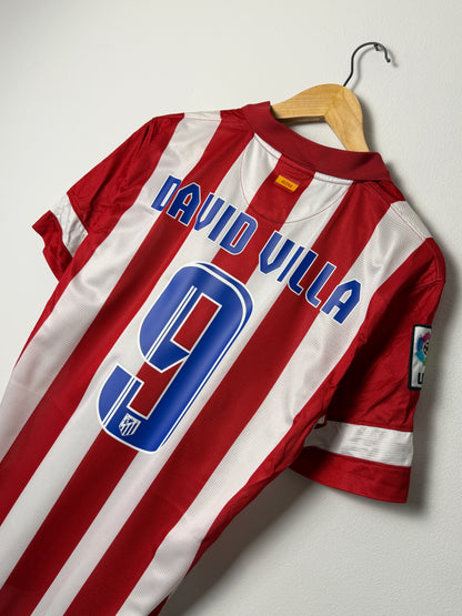 David Villa Atletico Madrid 2013-14 home football shirt (M)