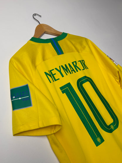Neymar JR Brazil 2018 World Cup home football shirt (L)