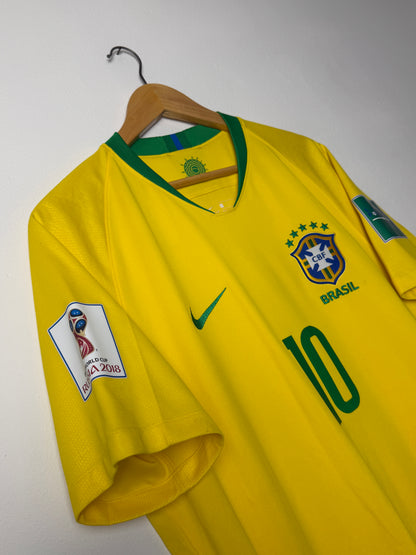 Neymar JR Brazil 2018 World Cup home football shirt (L)