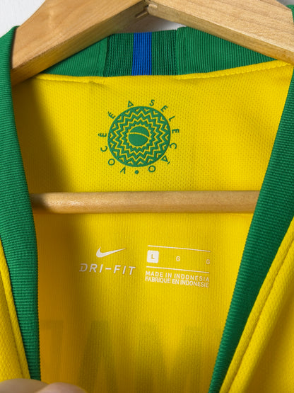 Neymar JR Brazil 2018 World Cup home football shirt (L)