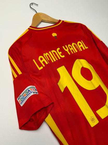 Lamine Yamal 2024 Euros Spain home football shirt (L)