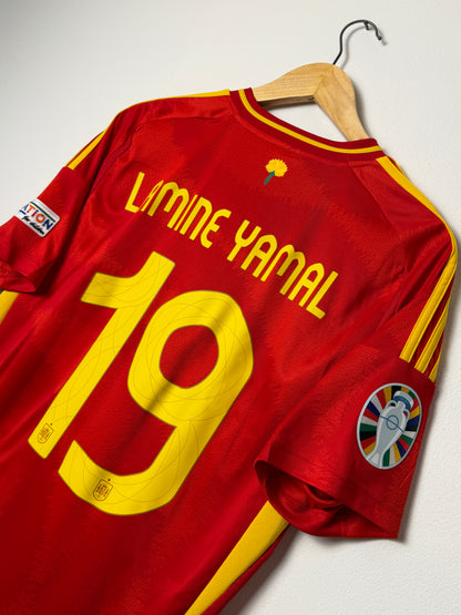 Lamine Yamal 2024 Euros Spain home football shirt (L)