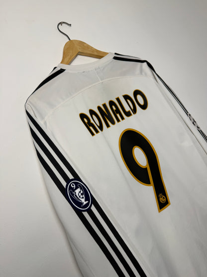 Ronaldo Nazario Real Madrid CF 2003-04 long sleeve home football shirt (XL)