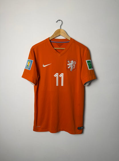 Arjen Robben Netherlands 2014 World Cup home football shirt (M)