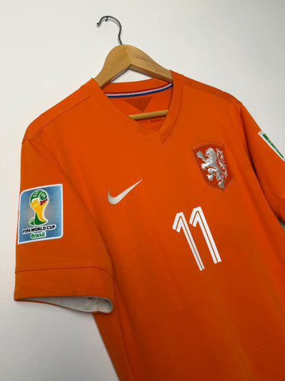 Arjen Robben Netherlands 2014 World Cup home football shirt (M)
