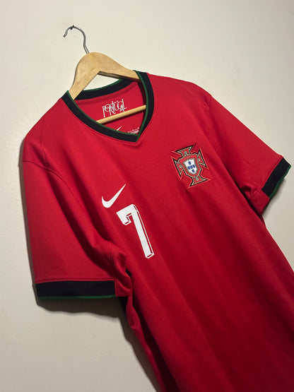 Cristiano Ronaldo Portugal 2024 Euro home football shirt (L)