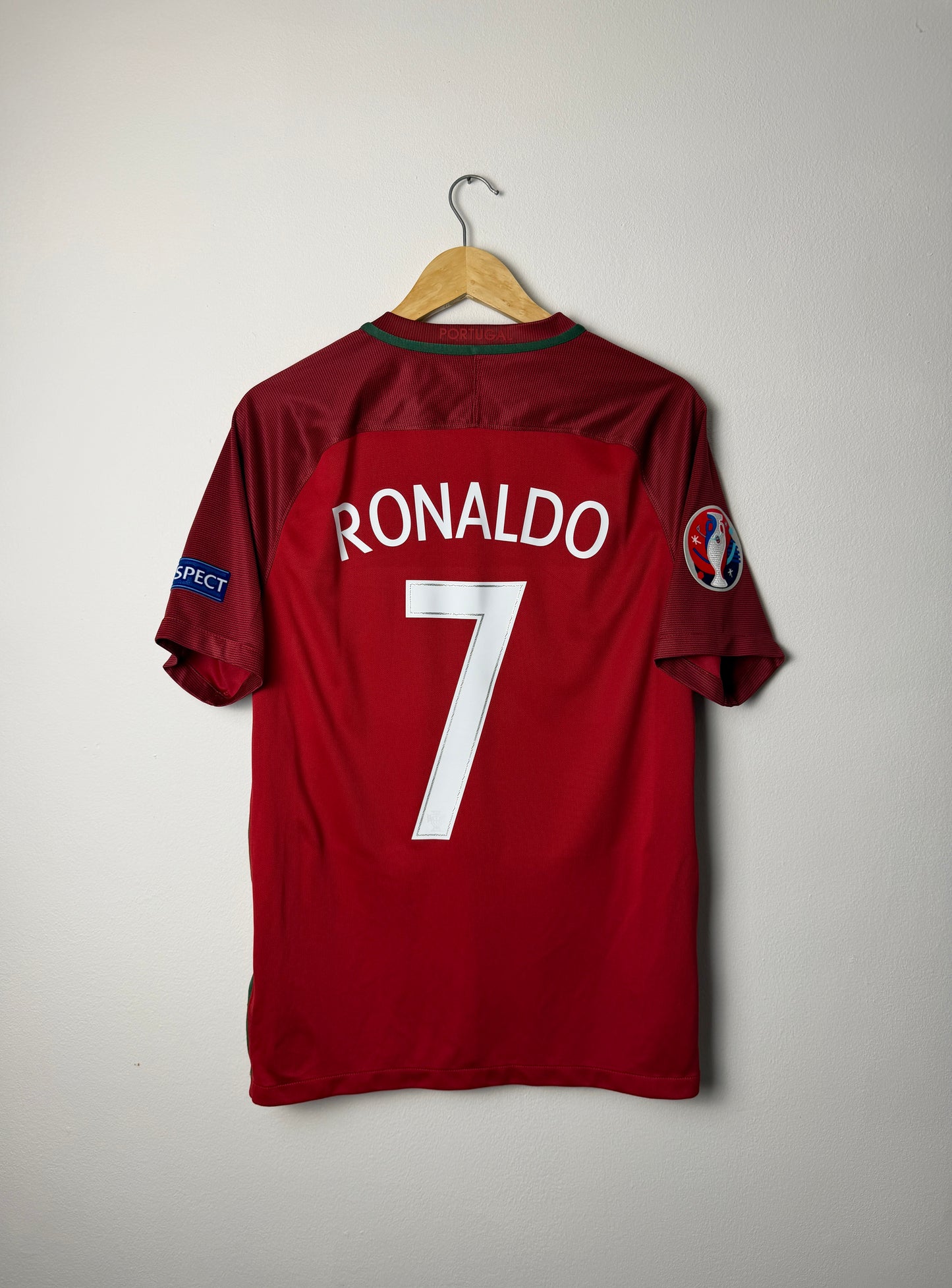 Cristiano Ronaldo Portugal 2016 Euro home football shirt (M)