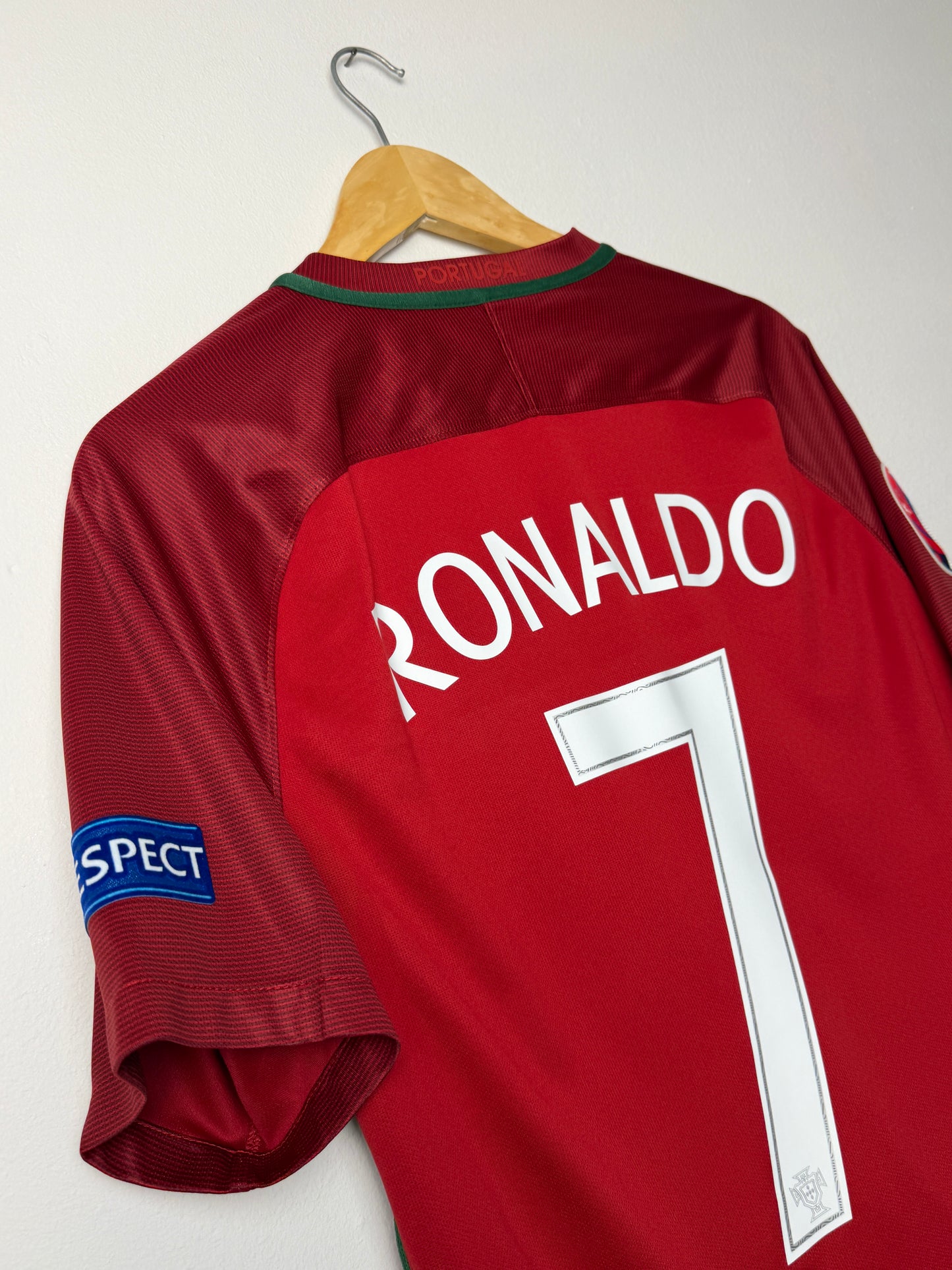 Cristiano Ronaldo Portugal 2016 Euro home football shirt (M)