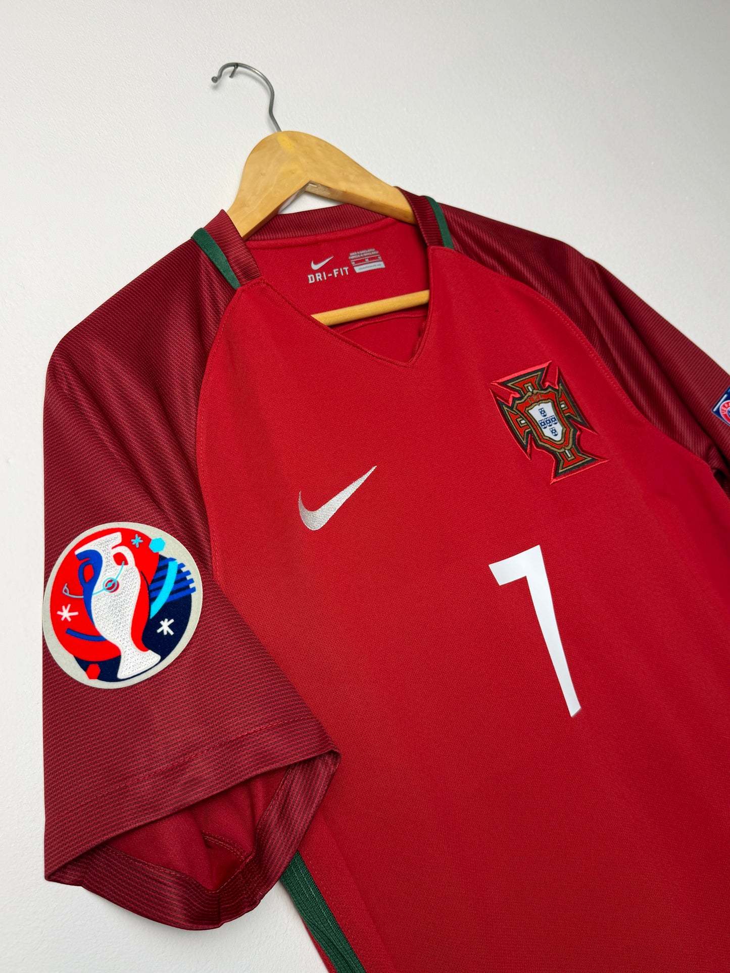 Cristiano Ronaldo Portugal 2016 Euro home football shirt (M)