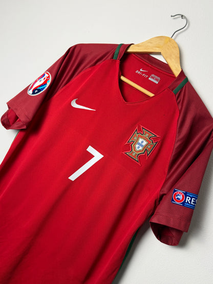 Cristiano Ronaldo Portugal 2016 Euro home football shirt (M)