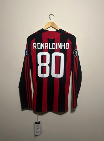 Ronaldinho AC Milan 2008-09 long sleeve home football shirt (M)
