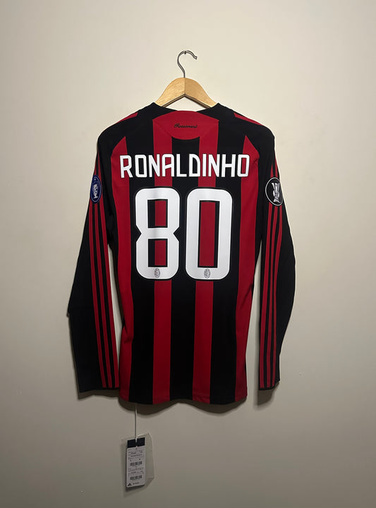 Ronaldinho AC Milan 2008-09 long sleeve home football shirt (M)