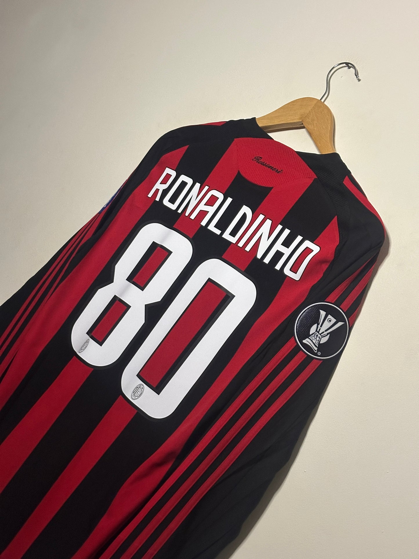 Ronaldinho AC Milan 2008-09 long sleeve home football shirt (M)