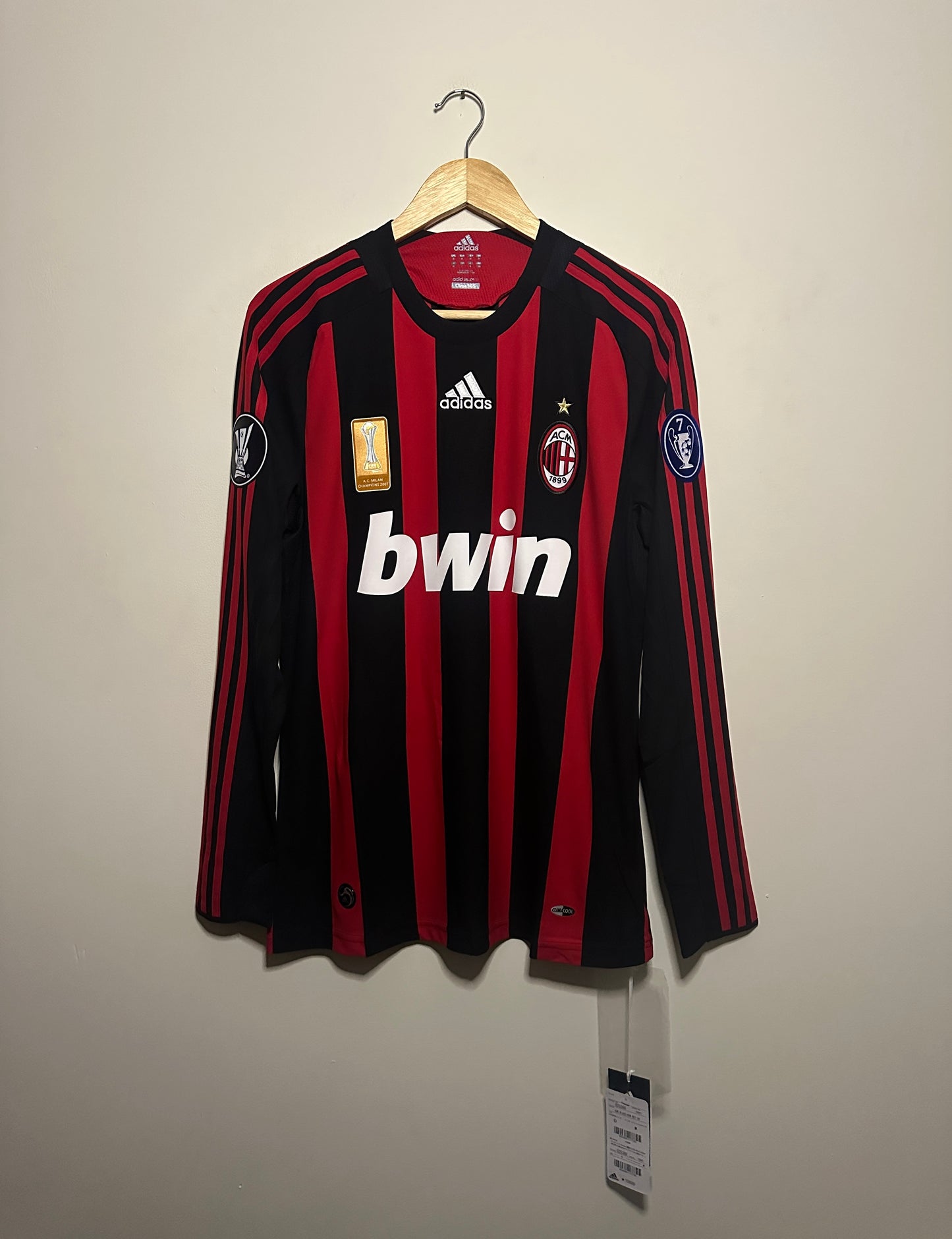 Ronaldinho AC Milan 2008-09 long sleeve home football shirt (M)