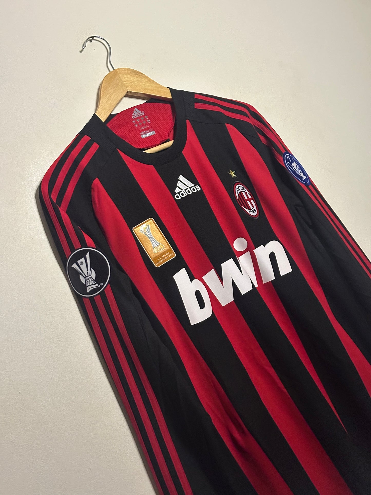 Ronaldinho AC Milan 2008-09 long sleeve home football shirt (M)