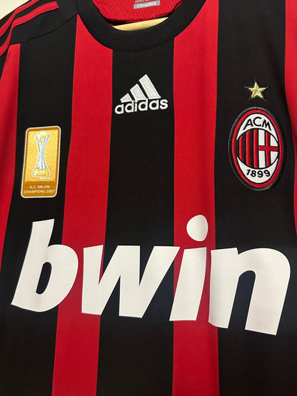 Ronaldinho AC Milan 2008-09 long sleeve home football shirt (M)