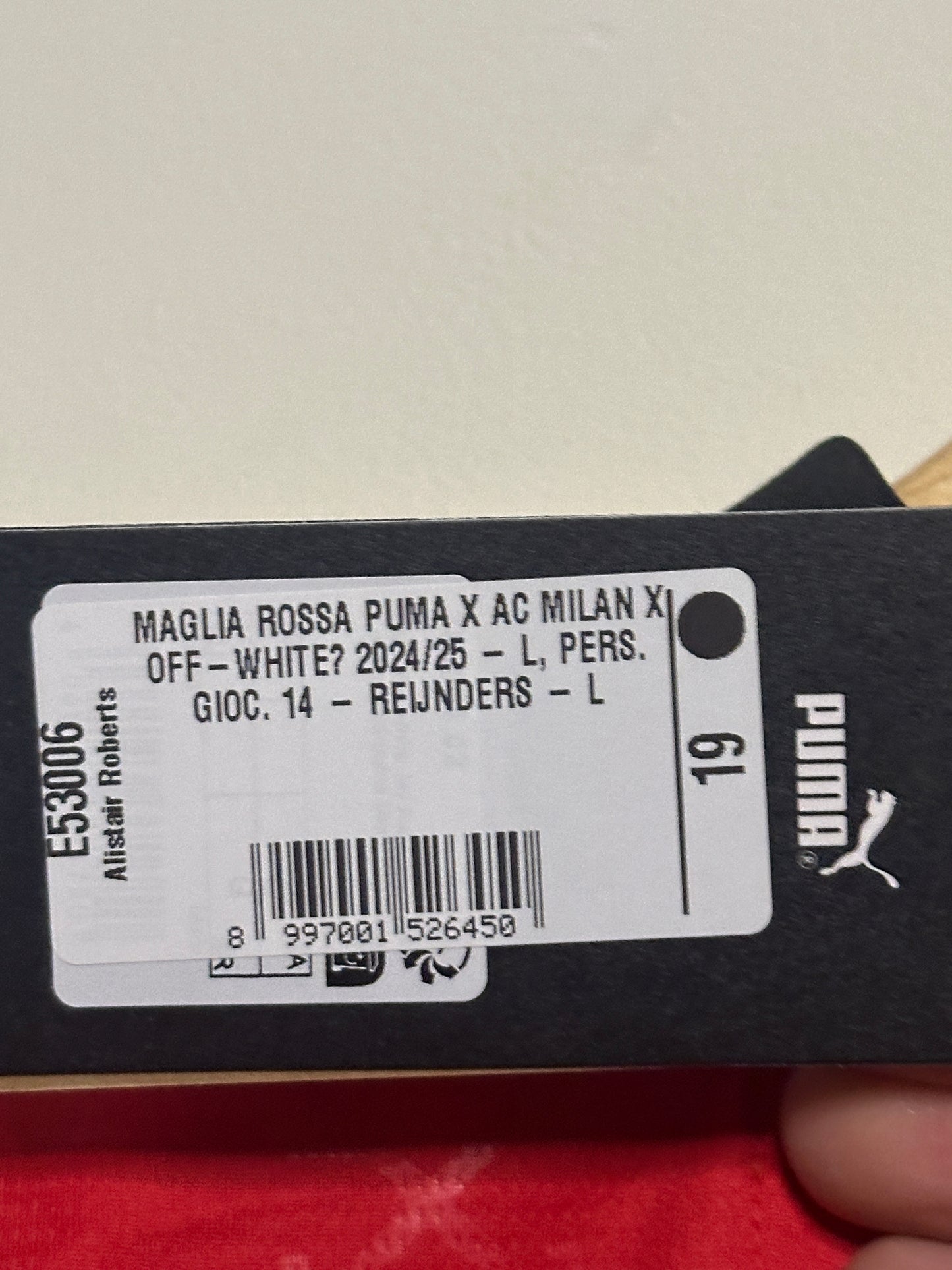 Tijjani Reijnders AC Milan 2024-25 fourth x Off White home football shirt (L)