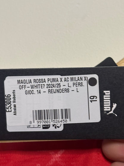 Tijjani Reijnders AC Milan 2024-25 fourth x Off White home football shirt (L)