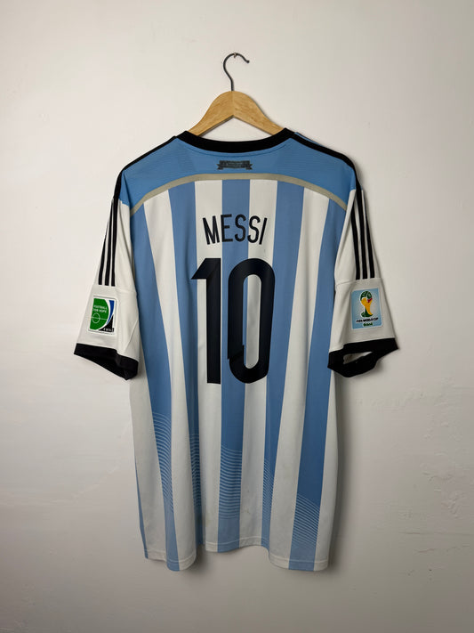 Lionel Messi Argentina 2014 World Cup home football shirt (XXL)