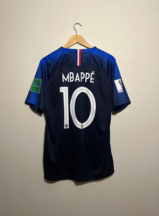 Kylian Mbappe France 2018 World Cup final edition home football shirt (L)