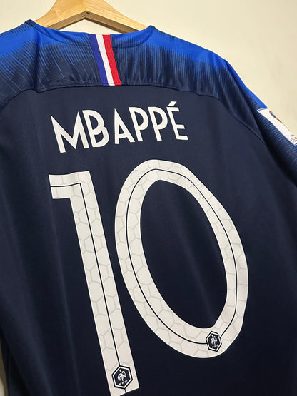 Kylian Mbappe France 2018 World Cup final edition home football shirt (L)