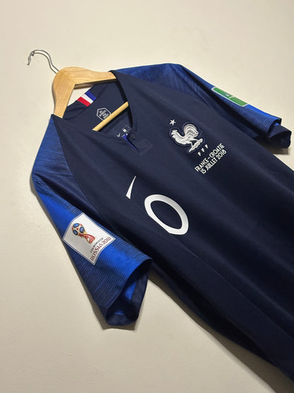 Kylian Mbappe France 2018 World Cup final edition home football shirt (L)