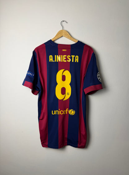 Andres Iniesta FC Barcelona 2014-15 home football shirt (XL)