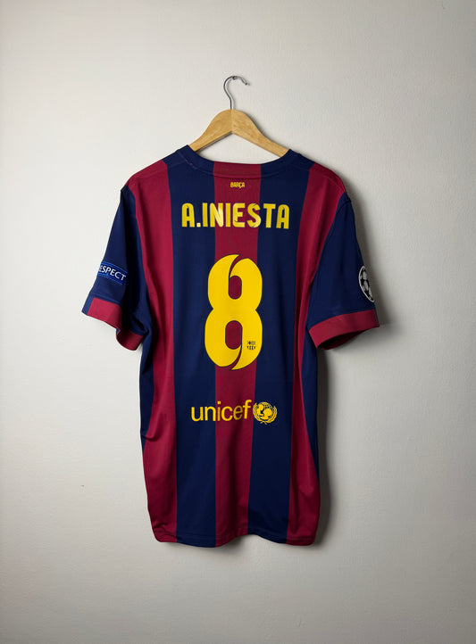 Andres Iniesta FC Barcelona 2014-15 home football shirt (XL)