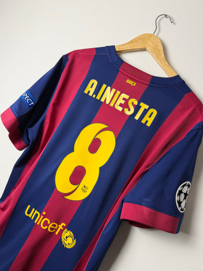 Andres Iniesta FC Barcelona 2014-15 home football shirt (XL)