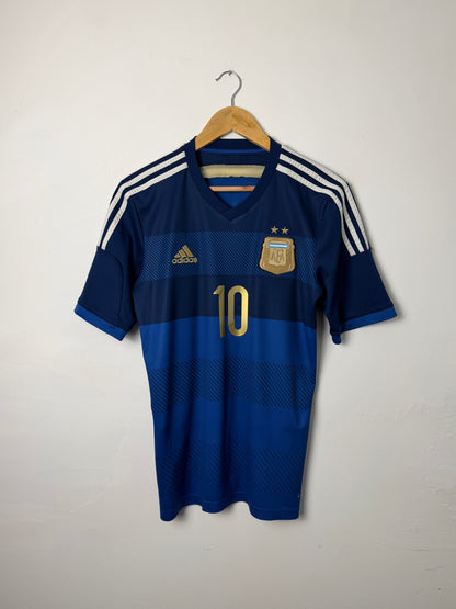 Lionel Messi Argentina 2014 World Cup away football shirt (M)