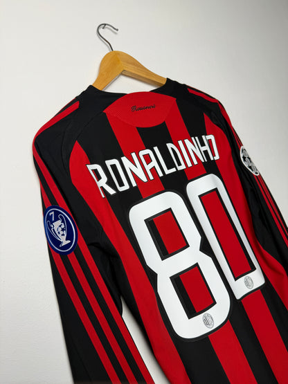 Ronaldinho AC Milan 2008-09 long sleeve home football shirt (M)